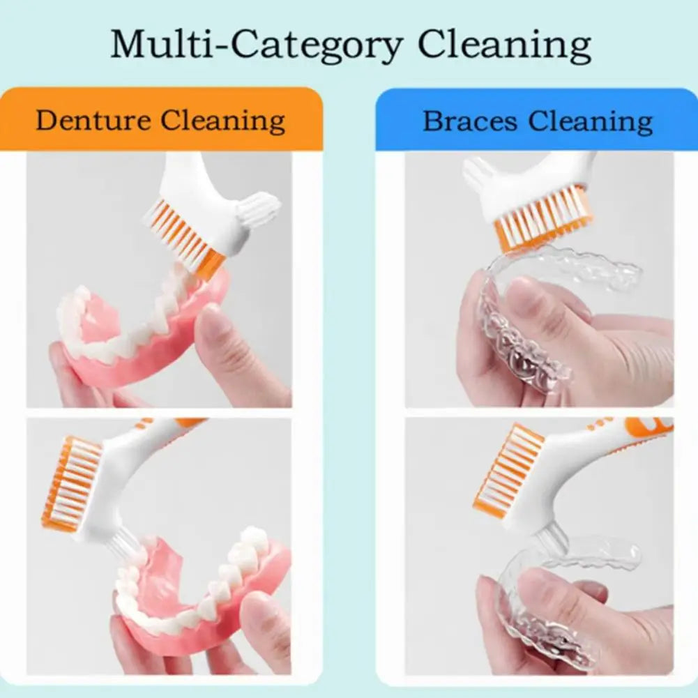 Denture Brush – Double-Sided Anti-Slip Cleaning Toothbrush Denture Cleaning Brush Oasis Select