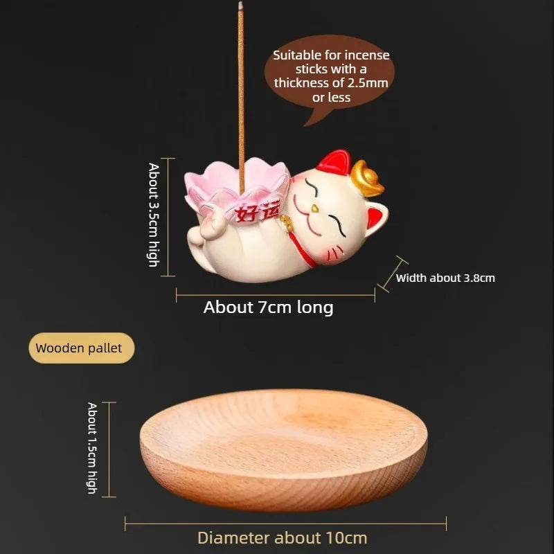 Ceramic Incense Burner Cute Cat Incense Holder Stand,Sandalwood Sticks Porta Incienso Aromatherapy Censer Teahouse Home Decor Oasis Select
