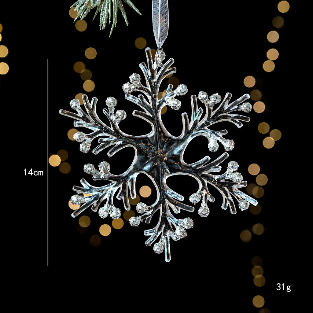 Christmas Tree Pendant Decoration Clear Acrylic Angel Deer Light Luxury Hanging Ornament Christmas Decoration Oasis Select Snowflake 1