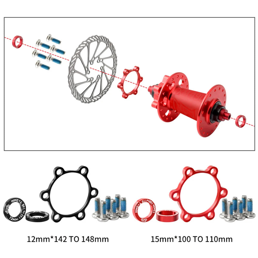1 Set MUQZI Is Suitable For BOOST Bike Aluminum Alloy Black Flower Drum Conversion Boost Hub Adapter Seat Conversion Kits Oasis Select