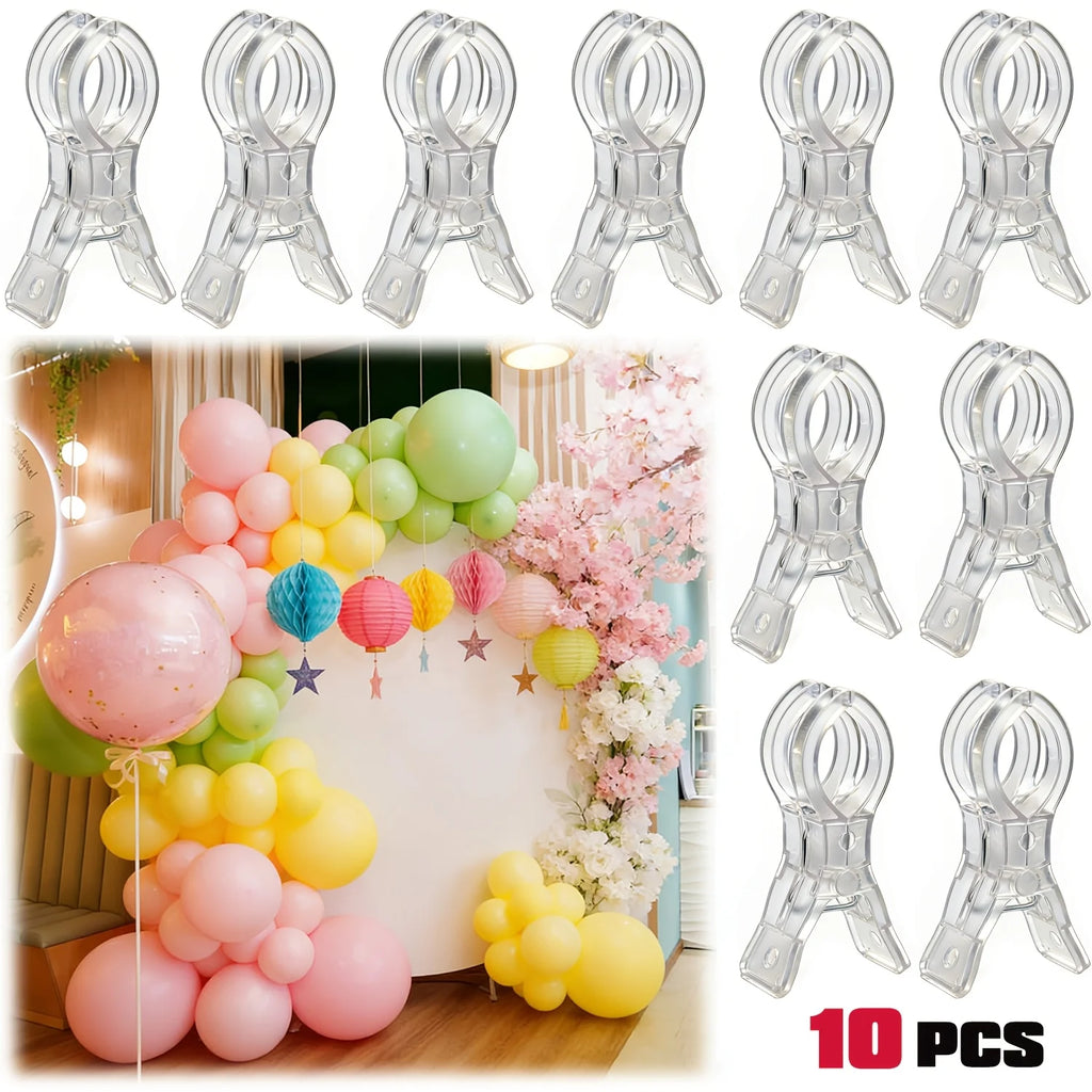 10pcs 3.5 Inch Heavy Duty Spring Clamp,Transparent Plastic Multipurpose Clip for Balloon Arch Backdrop Fixing,Photography Studio Oasis Select