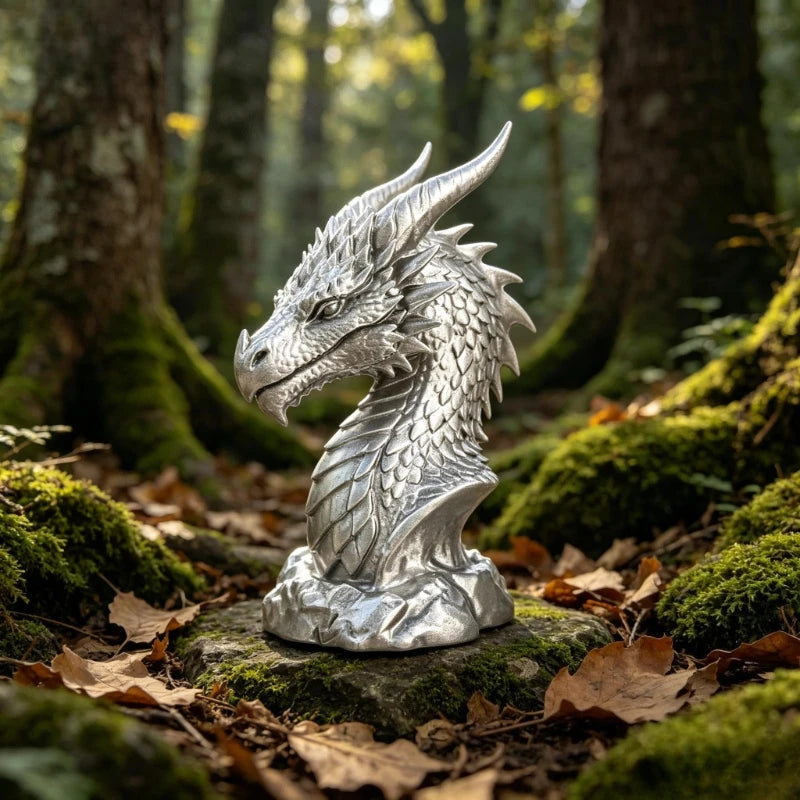 Fantasy Dragon Head Bust Statues 3D Printed Medieval Dragon Sculptures Mini Figurines Bookshelf Office Desktop Gothic Home Decor Oasis Select