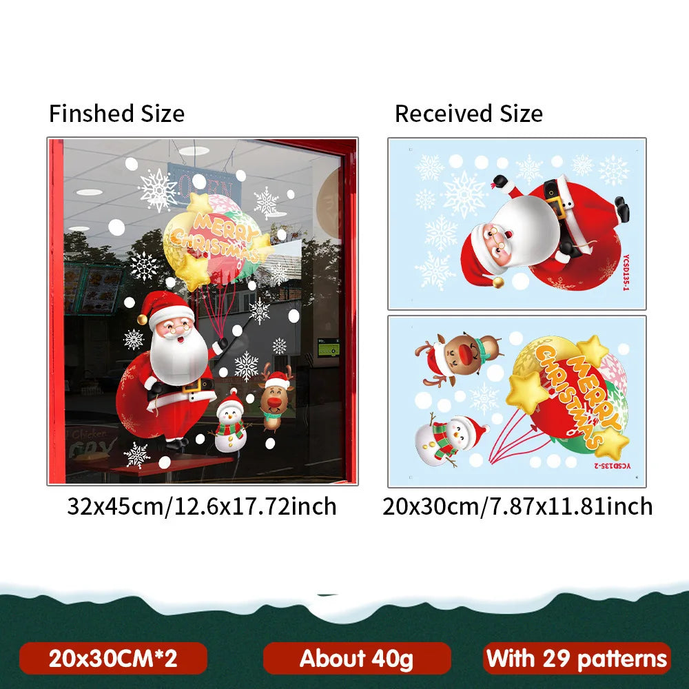 Christmas Static Stickers Door Layout Decorative Painting Window Display Flower Stickers Festive Atmosphere Decoration Oasis Select YCSD135