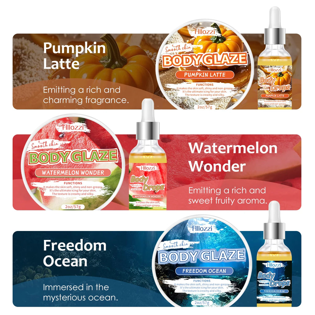 Body Glaze & Body Oil Combination Various flavors Non-greasy Hydrating and moisturizing Body Lotion Massag Oasis Select