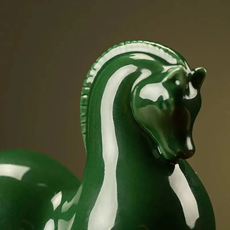Ceramic Tea Pet Green Horse Small Ornament Home Living Room Study Office Desktop Decoration Tea Play Thing Cute Tang Horse Oasis Select