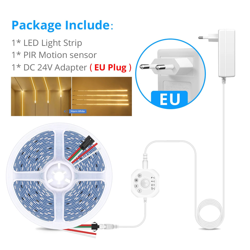 Interesting Water Flow Chasing Tape Horse Race Pixels Design LED Strip Light 24V for Stair Corridor Entrance Door Night Lighting Oasis Select 10M Warm White EU