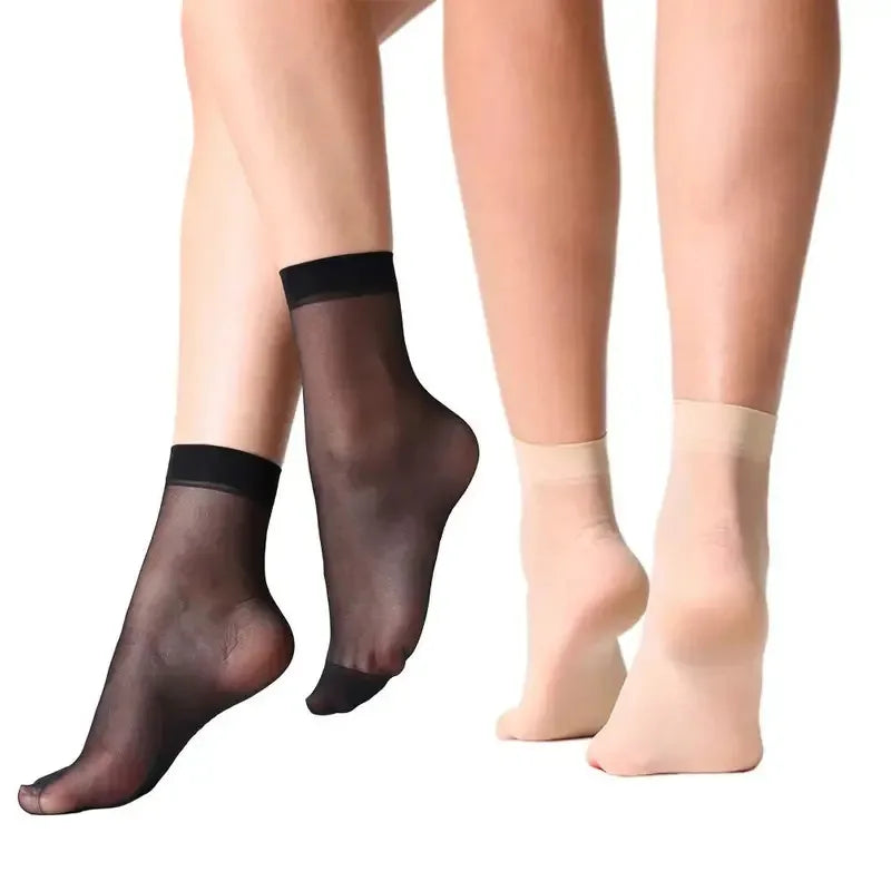10/20/30pairs Skin Socks Women Sexy Ultrathin Stockings Female Transparent Nylon Crystal Short Ankle Sock Non-Slip Silk Socks Oasis Select