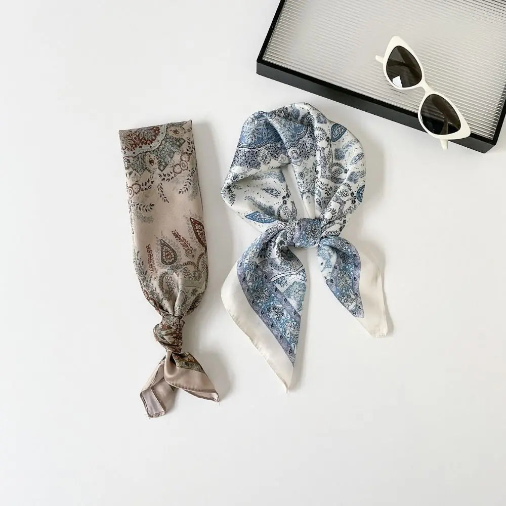 Luxury Square Silk Scarf 70*70cm Silk Material Silk Headscarf Soft Texture Printing Design Silk Scarves For Women and Girls Oasis Select