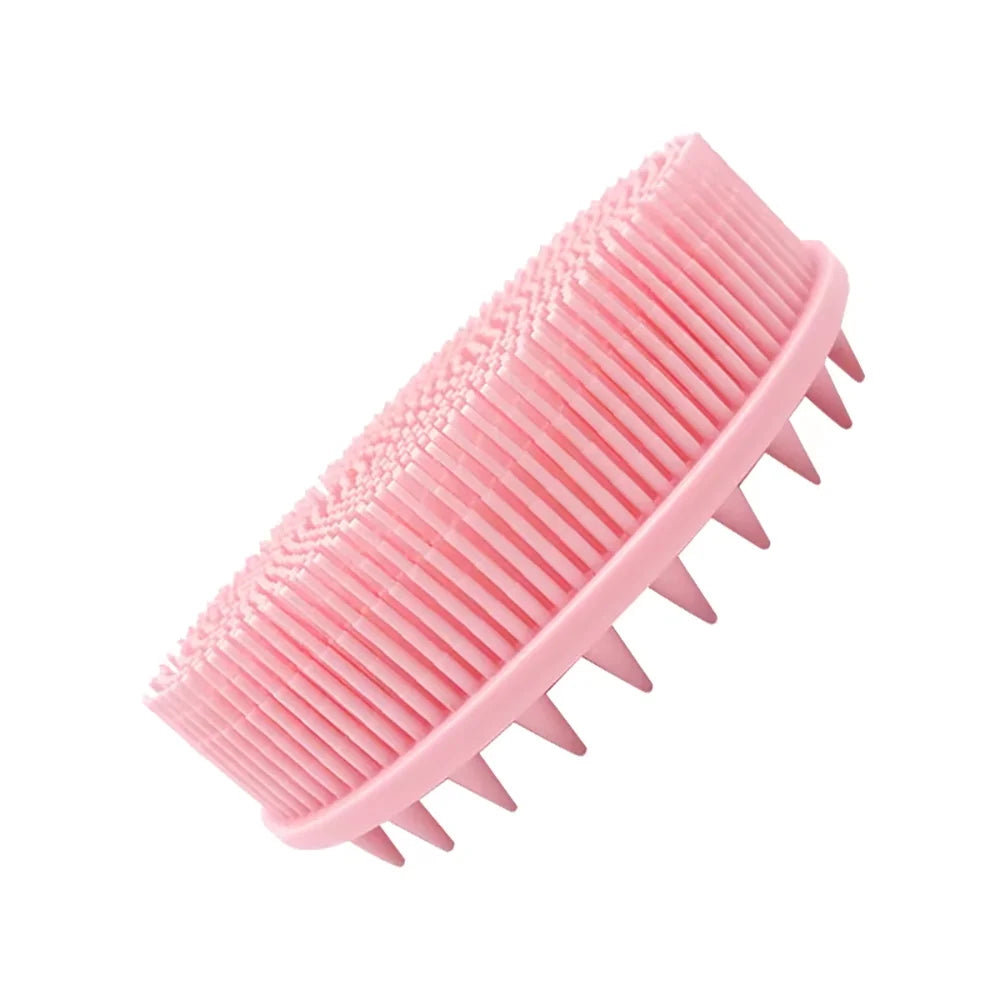 Double-Sided Silicone Shower Brush – Body Scrub & Scalp Silicone Bath Brush Oasis Select GJ14-pink-02