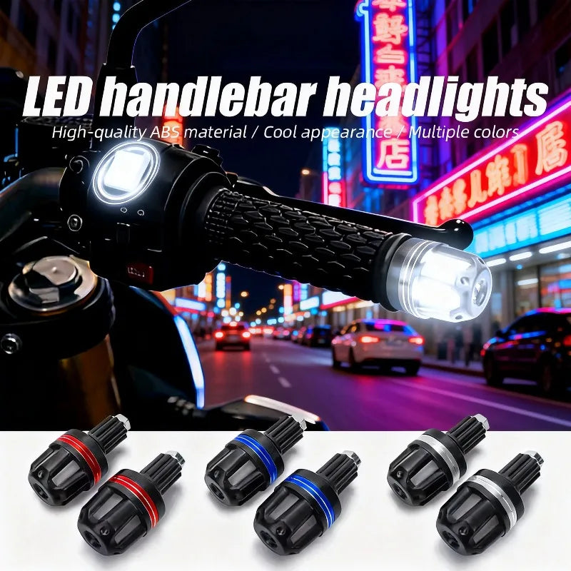 1Pair Motorcycle Handlebar End Light 12V LED Strobe Lamp DRL Driving Light Waterproof Side Warning for Scooter Moto Accessory Oasis Select