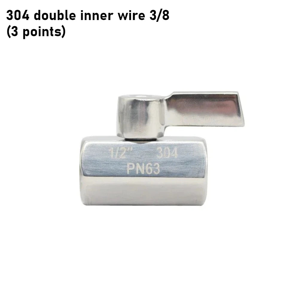 304 Stainless Steel Mini Ball Valve 1 2 3 4 6 Points PN63 Internal Thread External Thread for Water Oil Acid Two-way Ball Valve Oasis Select DN10 B