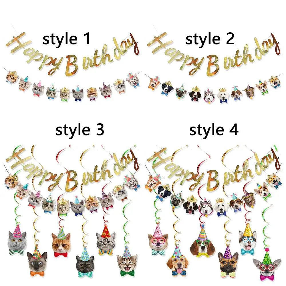 Cartoon Cat Happy Birthday Banner – DIY Paper Garland Decor