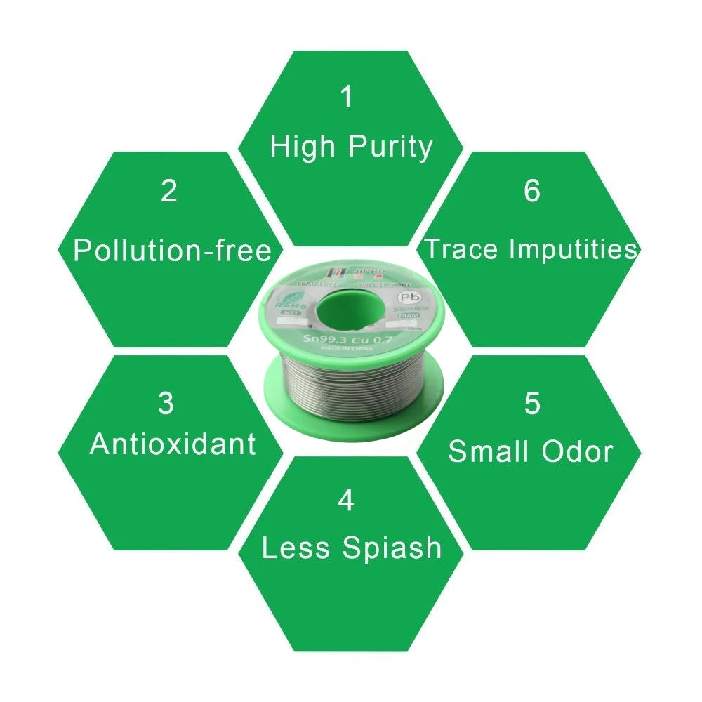 50g Lead-Free Solder Wire 0.5/0.8/1.0mm Rosin Core RoHS Solder Wire Oasis Select