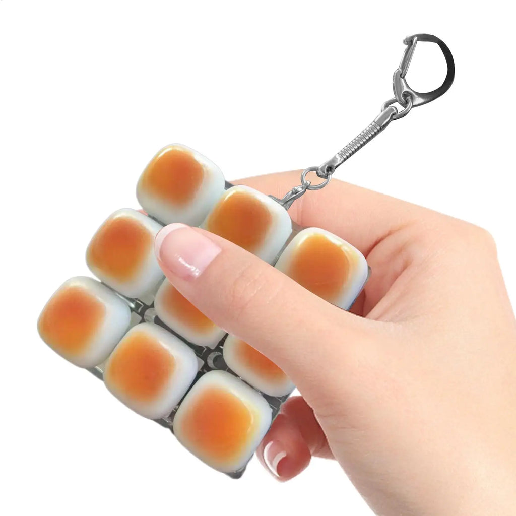 Fidget Keychain Caramel Bread Design Fidget Keychain DIY Keyboard Keycaps Finger Keyboard Relief Stress Pass The Time Clicker Oasis Select