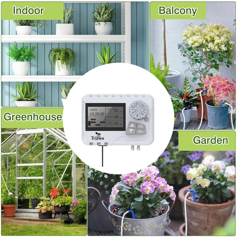 Indoor Automatic Irrigation System,2200mAh Watering Timer USB Rechargeable,Self Watering System with Drip Hose 15 Drip Tips Etc Oasis Select