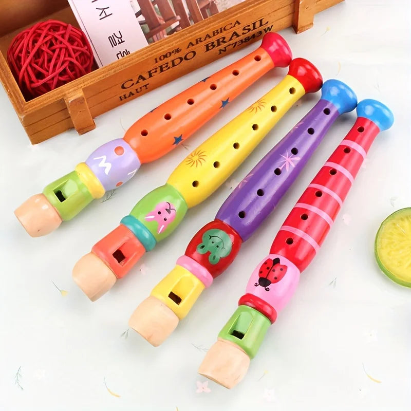 Wooden cartoon flute suitable for beginners -6-hole harmonica, perfect Christmas gift for music enthusiasts, modern style Oasis Select