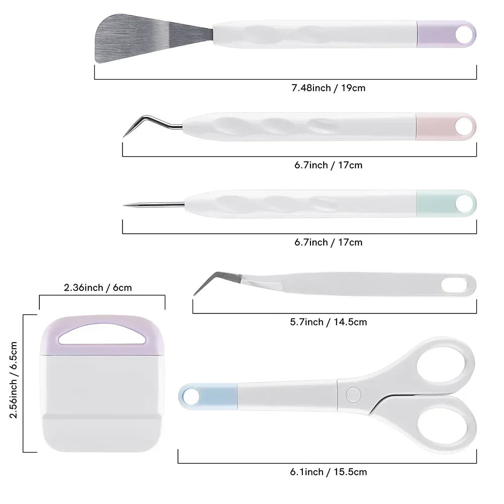 6Pcs Craft Vinyl Weeding Tool Set Multi Purpose DIY Hand Tools Scrapbook Sewing Silhouette Relief Carving Cricut Maker Projects Oasis Select 6pcs