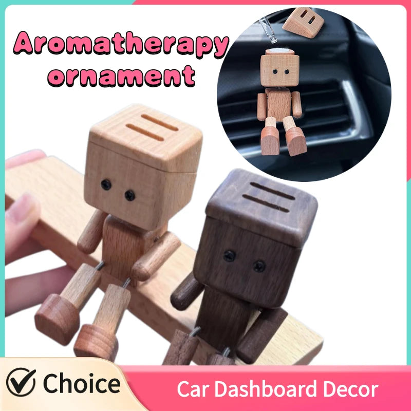 Shaking Wooden Man Figurine – Car Dashboard Aromatherapy Decor