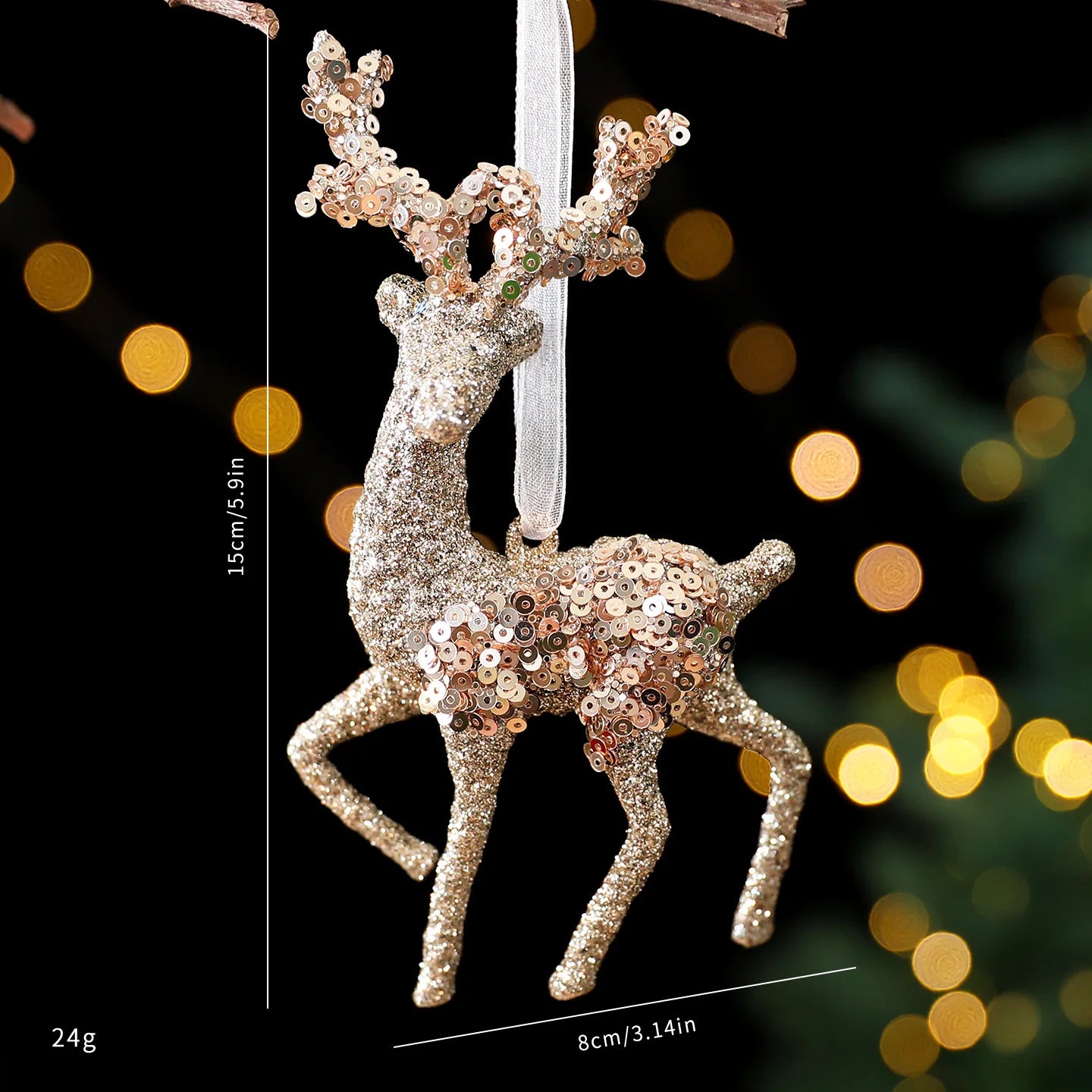 Christmas Sequins Ornament Elegant Snowflake Hanging Decor Dragonflies Tree Decoration Lightweight Champagne Gold Ornament Oasis Select Style 1