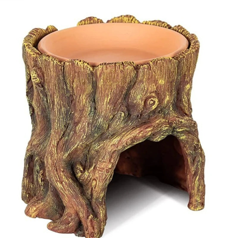 Garden Tree Stump Ornaments Home Garden Pet Lizard Nest Design and Decoration Ornaments Garden Resin Handicrafts Oasis Select