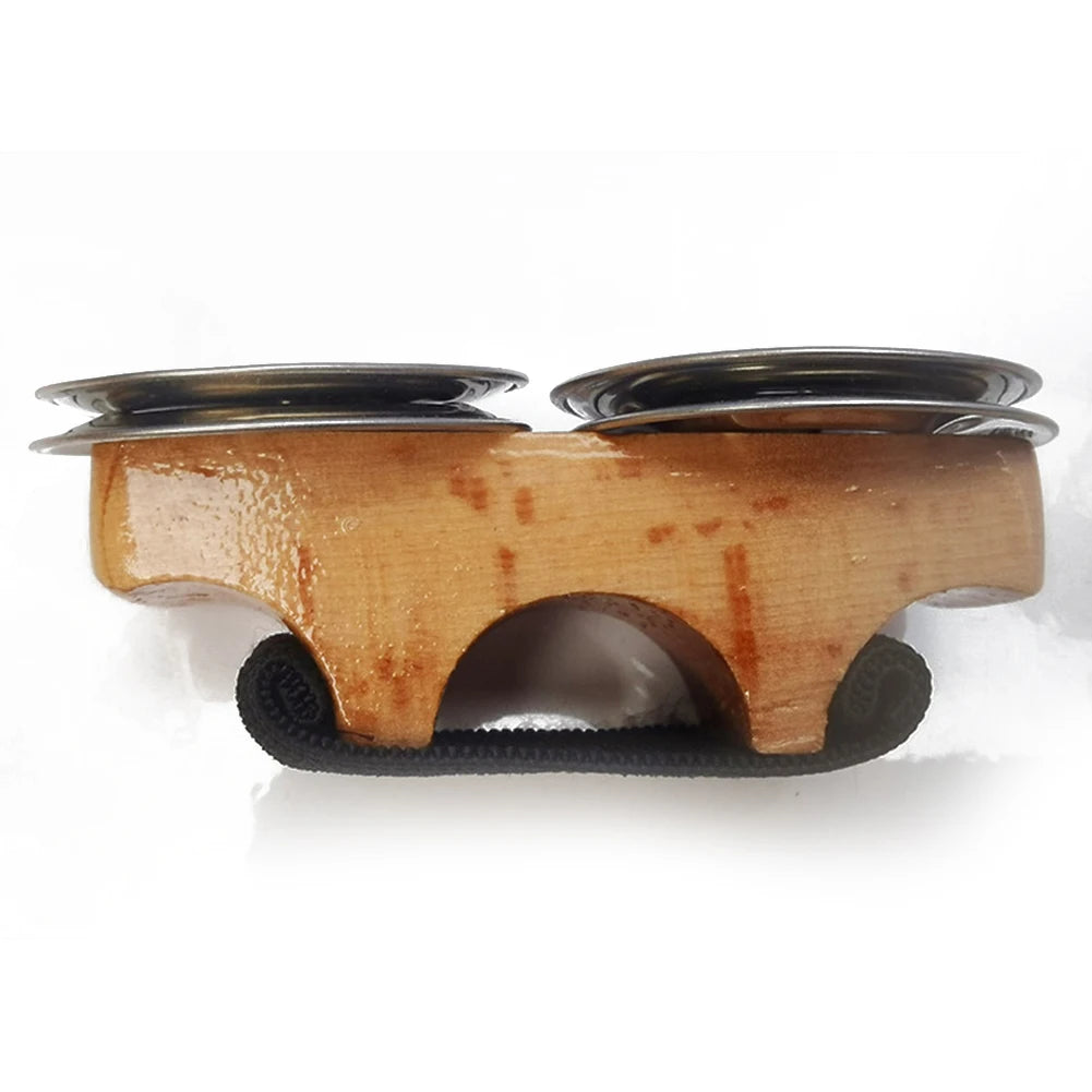 Finger Jingles Tambourine Steel Jingles Handheld Percussion For Cajon Hand Drum Oasis Select Wooden