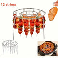 Vertical Air Fryer Skewer Rack for Even Heating,Holds Chicken Drumsticks Wings Thighs,Easy Clean BBQ Grill Rack for Home Kitchen Oasis Select 1 set