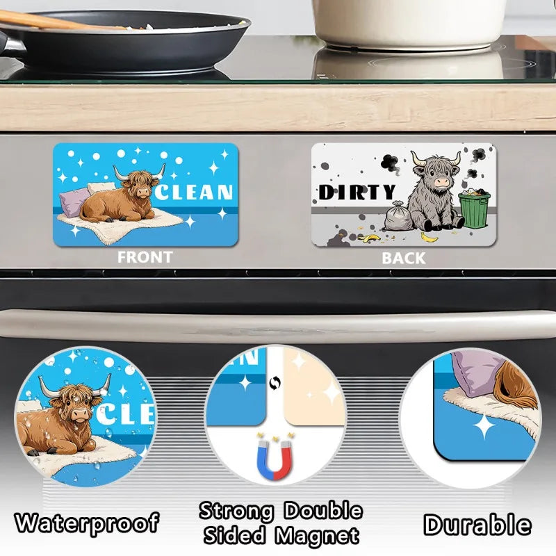Kitchen Dishwasher Status Magnet Reversible Clean Dirty Sign Strong Magnetic Indicator Sticker for Household Use Oasis Select