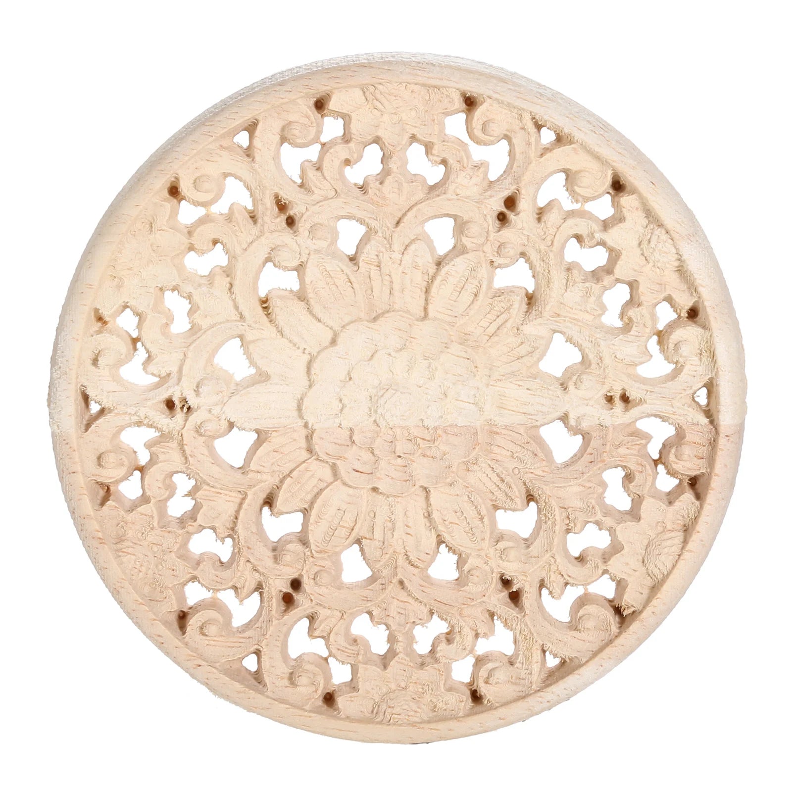 1 pc Unfinished Natural Floral Wood Carved Woodcrafts decorations for Wall Door Furniture Cabinet wood signs for home decor Oasis Select