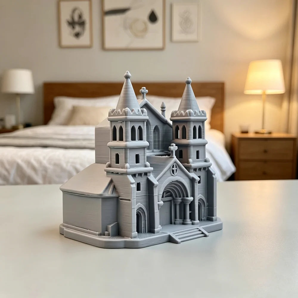 Medieval Castle Church Model Kit Gothic Cathedral Building Figurine Desktop Ornament Miniature Architecture Decor for Hobbyists Oasis Select
