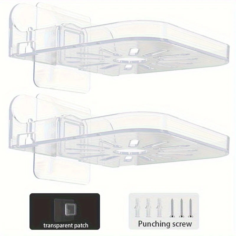 Universal Non-Drilling Wall Mount for CCTV Camera - Durable and Space-Saving Storage Holder Oasis Select 2pcs B Clear