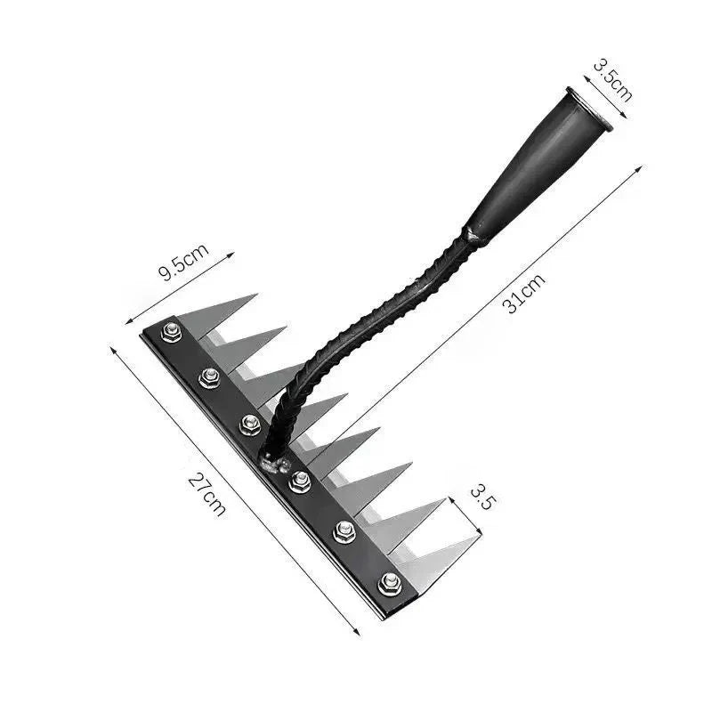 5/6/7/8 Teeth Carbon Steel Garden Hand Rake Agricultural Nail Harrow Detachable Multifunctional Farm Manganese Steel Metal Rake Oasis Select Eight-tooth