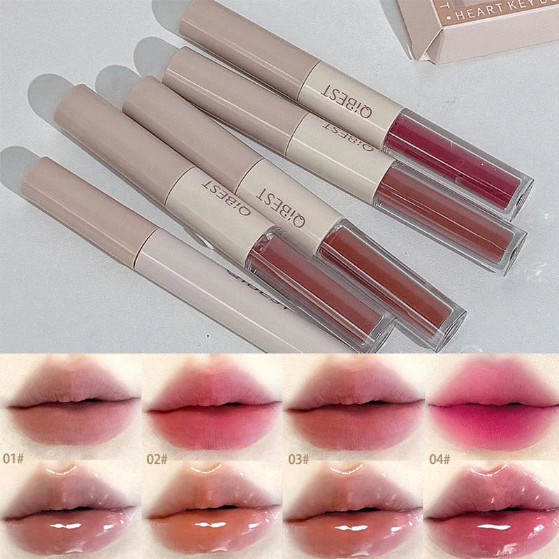 QIBEST 4 Colors Double Head Lip Glaze,Pressed Powder,Blush,Eyeshadow, Eyebrow Pencil,Eyeliner,Lip Oil Multipurpose Makeup Kits Oasis Select