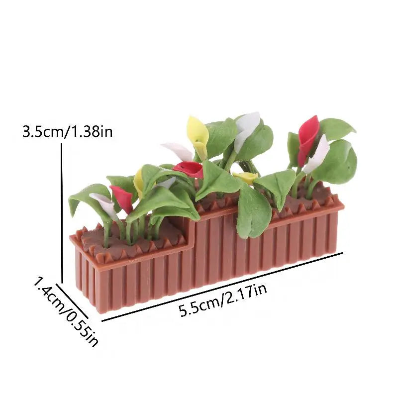 1/12 Miniature Calla Lily Potted Plant | Dollhouse Decor