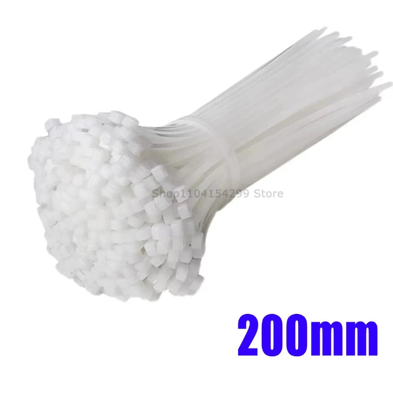 100Pcs Nylon Cable Ties Adjustable Self-locking Ties Straps Uv Resistant Plastic Wire Ties for Home Office Cord Management Oasis Select White-2.5x200mm 100pcs