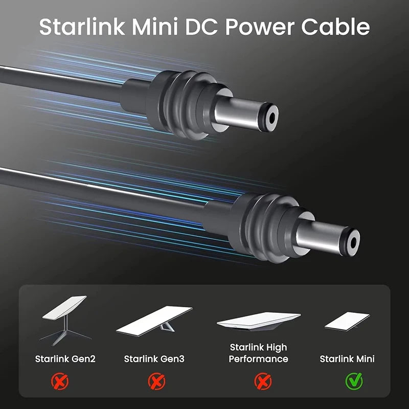 For Starlink Mini Replacement Power Cables DC To DC Power Cord For Power Charging Waterproof 2/3M Male To Male Extension Cord Oasis Select