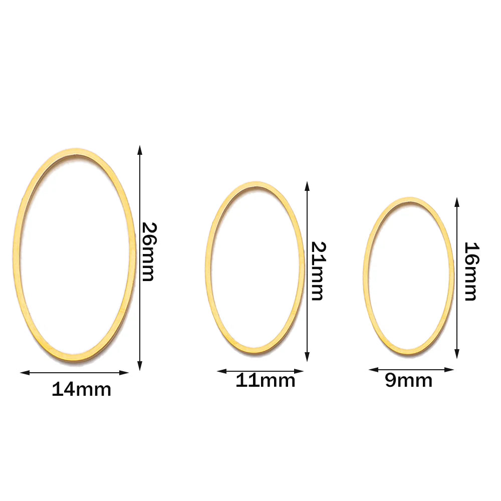 10Pcs Stainless Steel Oval Shape Charms Ring Frame Bezel For DIY Earrings Pendant Jewelry Making Supplies Accessories Findings Oasis Select