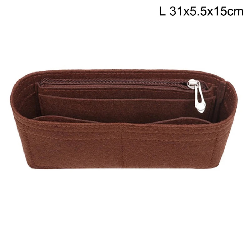 1PC Felt Insert Bag Organizer, Makeup Organizers, Liner Perfect for Brand Women's Handbags For And Cosmetic Bags Oasis Select Coffe L