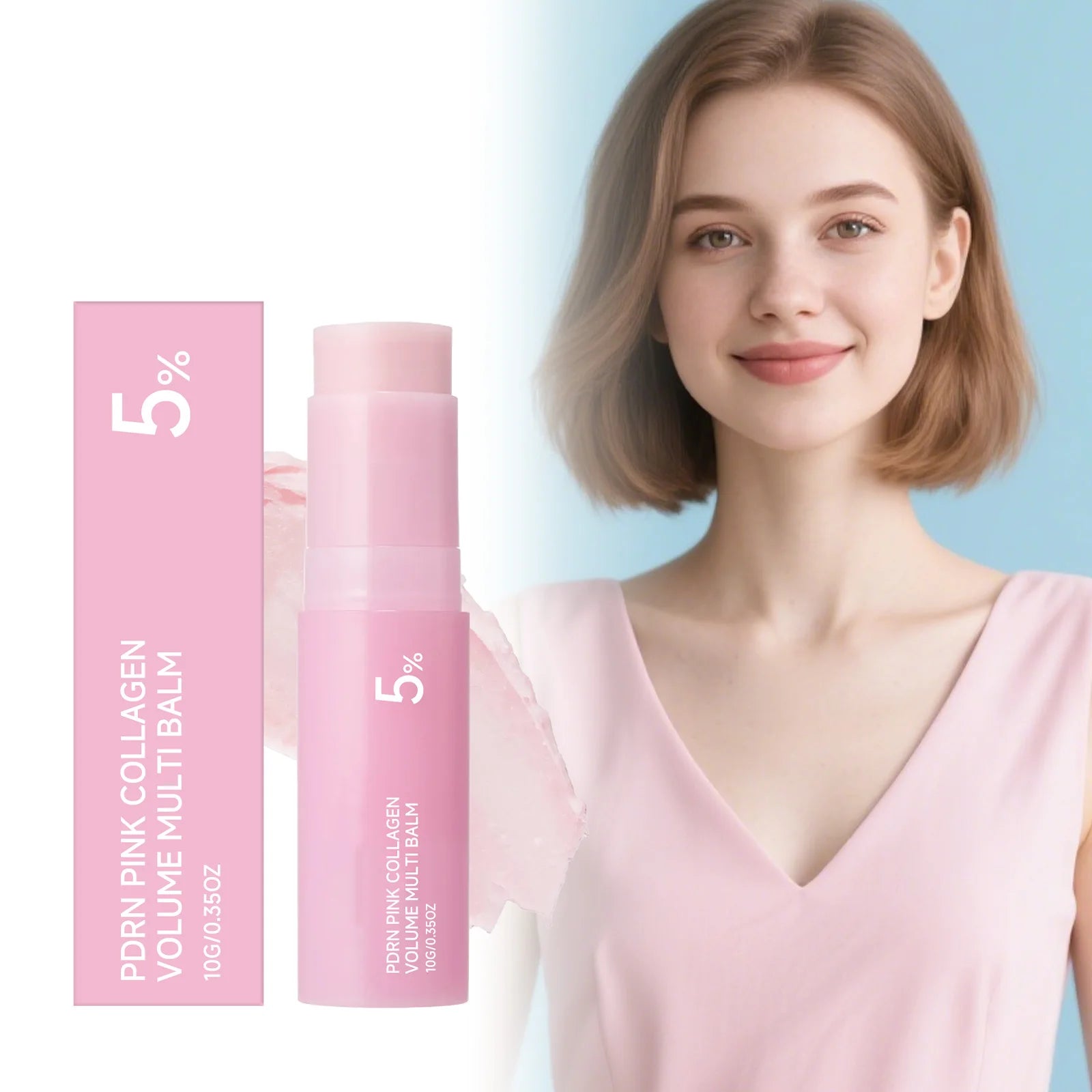 Pink Multi Effect Moisturizing Stick Creamy Texture Face Neck Lip Skin Care Hydrating Bar Oil Control Shrink Pores Firming 10g Oasis Select