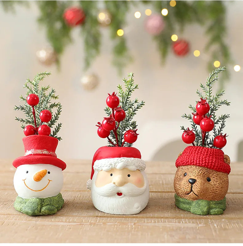 Santa Claus Figurine Christmas Decor Snowman Ornament for Home Table Centerpiece Mantelpiece Shelf Winter Holiday Decoration Oasis Select