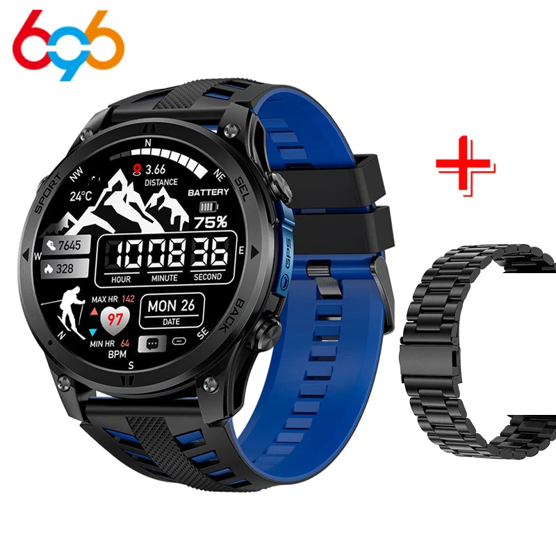 Outdoor GPS Path 1.46"100+ Multi-sport Mode BT Call Smart Watch IP68 Waterproof Sports Run Tracker Compass Smartwatch Men 530mAh Oasis Select BBBBS A BK3M