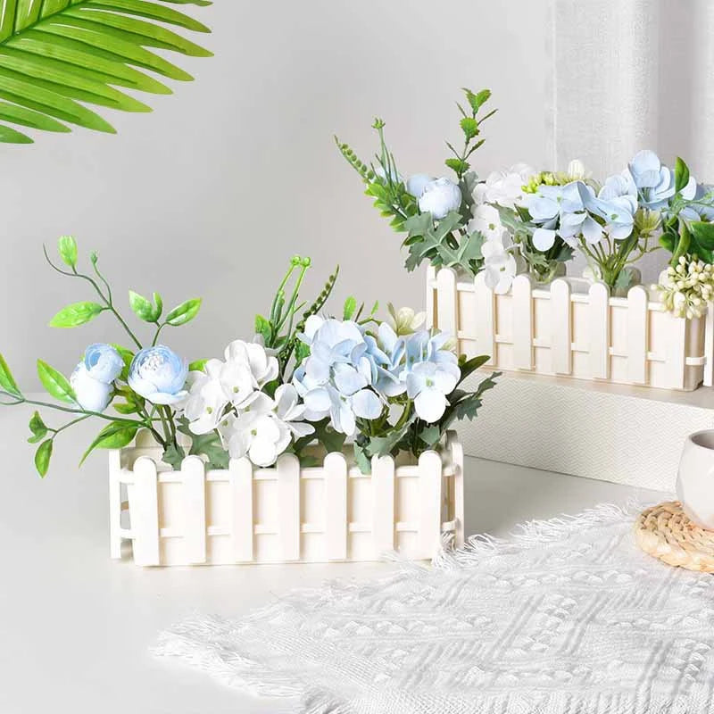 SUSU 1pc Fence Flower Pot Plastic Plant Basket Artificial Flower Container Artificial Plant Display for Home Desk Office Decor Oasis Select