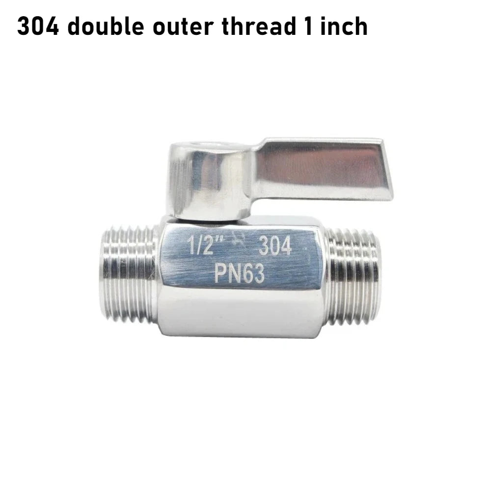 304 Stainless Steel Mini Ball Valve 1 2 3 4 6 Points PN63 Internal Thread External Thread for Water Oil Acid Two-way Ball Valve Oasis Select DN25 1 inch C