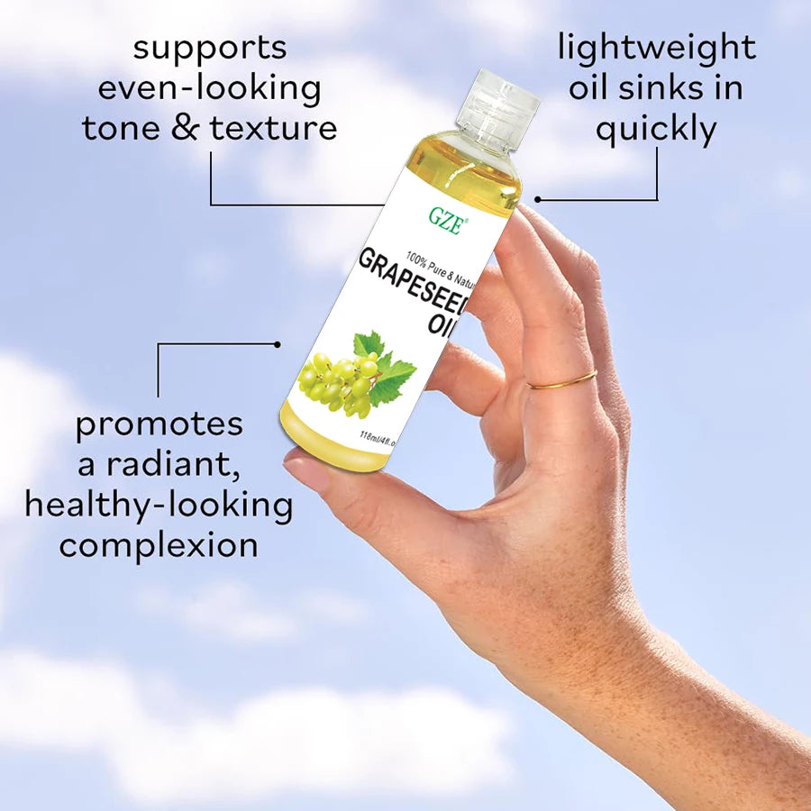 GZE Pure Grapeseed Oil – Vegan Skin & Hair Moisturizer 118ml