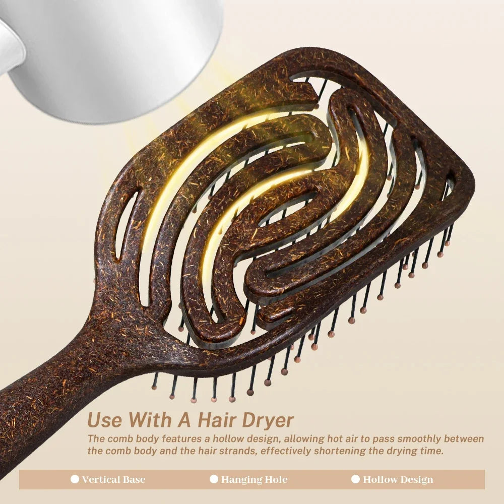 Wheat Straw Hair Massage Comb – Detangle & Quick-Dry Brush Hair Massage Comb Oasis Select