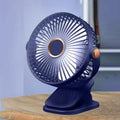 Portable Mini 360° Rotatable USB Charging Clip On Desk Fan with Night Light, Clip Hanging Cooling Fan for Indoor & Outdoor Use Oasis Select USB Type-C Blue