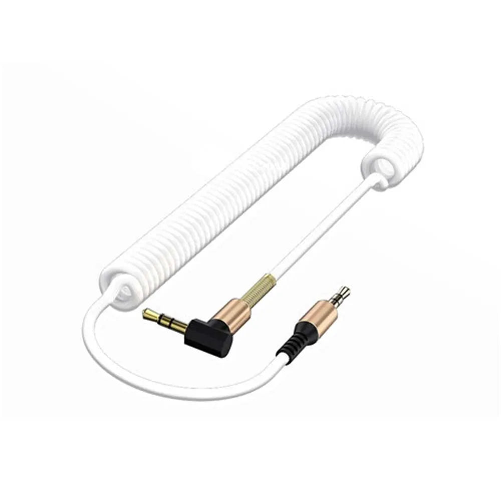 Jack Cable Male To Male Stereo 3.5 mm To 3.5mm Plug Gold-plated Plug Spring Cable Audio Cable Aux Cable Car Aux Cord Audio Wire Oasis Select white