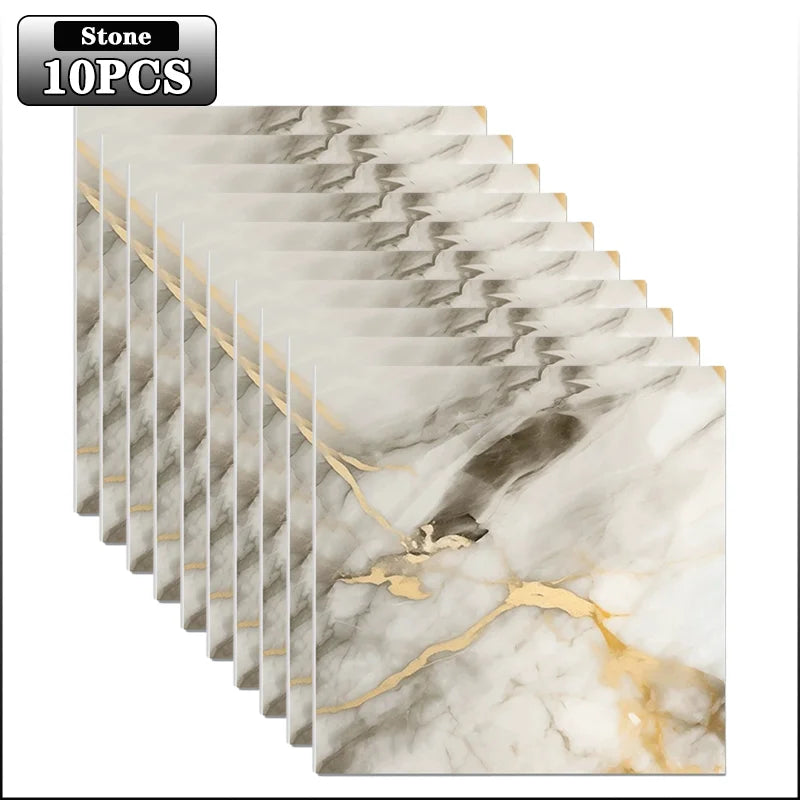 10-40PCS Marble Style Self-adhesive Floor Stickers Thickened Wear-resistant PVC Flooring Mats for Household Use Easy To Install Oasis Select Stone-10PCS