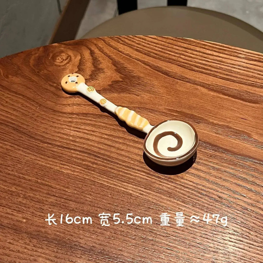 Cute Ceramic Bread-shaped Spoon, Aesthetically Pleasing Dessert Spoon, Adorable Spoon Kitchen Tablewear Oasis Select A01-cookie Scoop