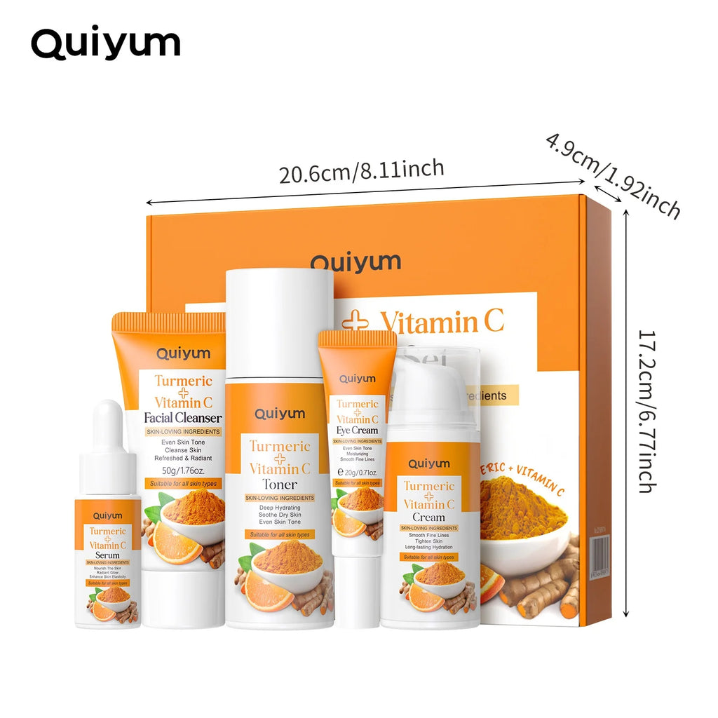 Vitamin C Turmeric Facial Kit Hydrating Tightening 5pcs Set Face Wash Toner Essence Eye Treatment Moisturizer Skincare Oasis Select 01