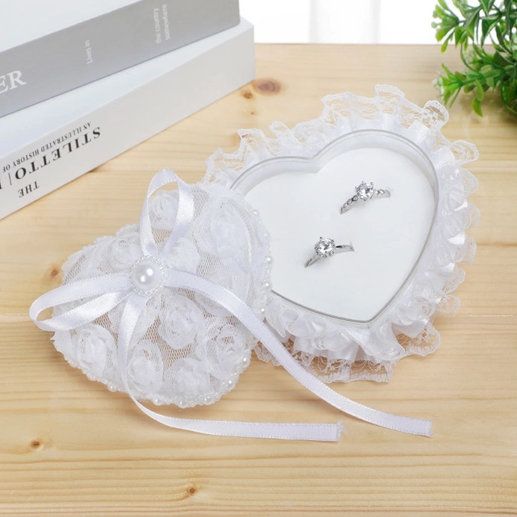 1pcs Love Heart Lace Wedding Flower Girl Clutch Ring Box Bridal Jewelry Exquisite Storage Ring Box Oasis Select